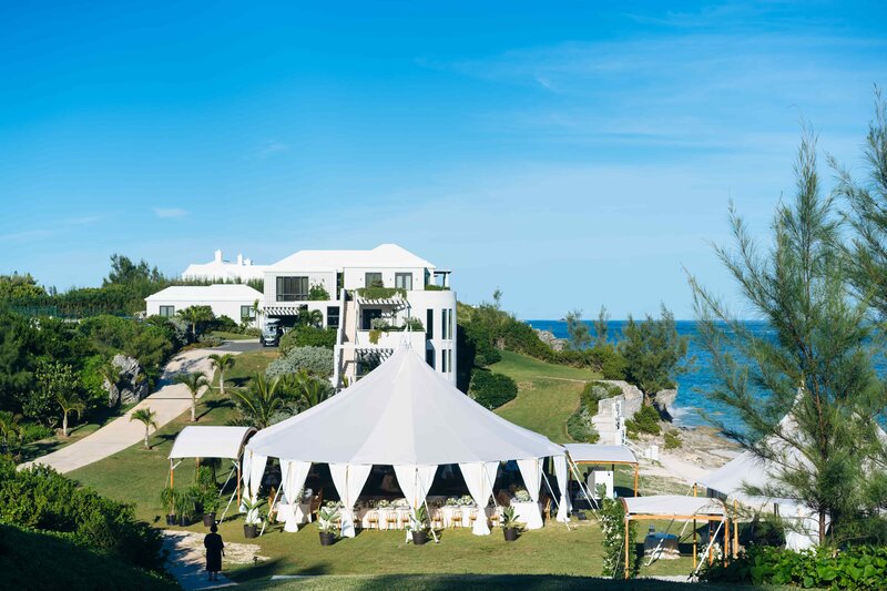 Bermuda Wedding Bermuda Bride Ocean View Outdoor Tent Wedding Aerial View
