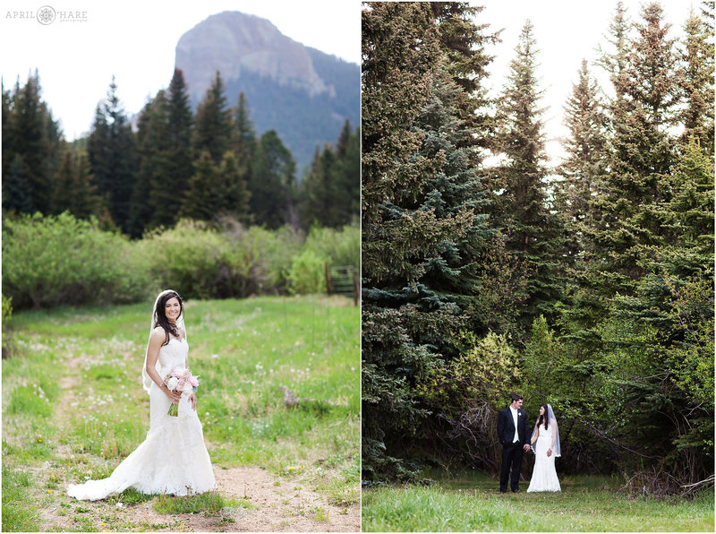 Pretty wedding day portraits at Mountain View Ranch in Pine Colorado