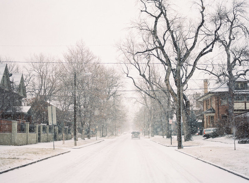 snowy street in denver