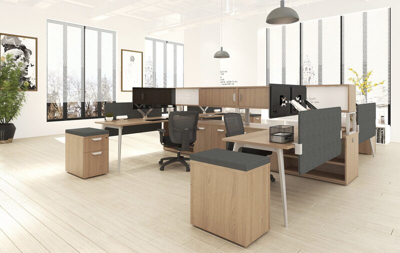 Modern cubicle space with dividers