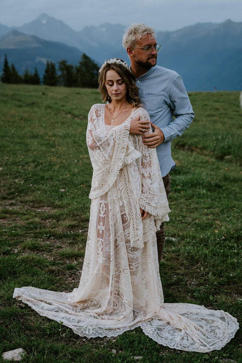 Couple eloping in the dolomites