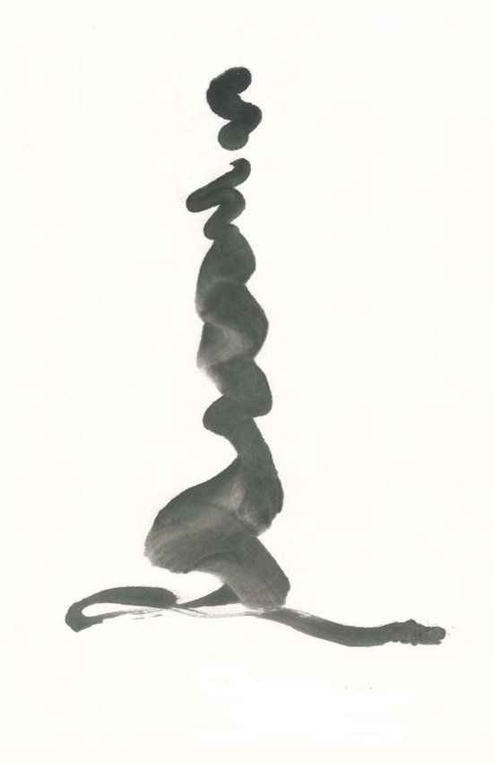 Abstract sumi e painting by Marilyn Wells,  "Life too Sacred" based on Rumi poem. Ink on paper