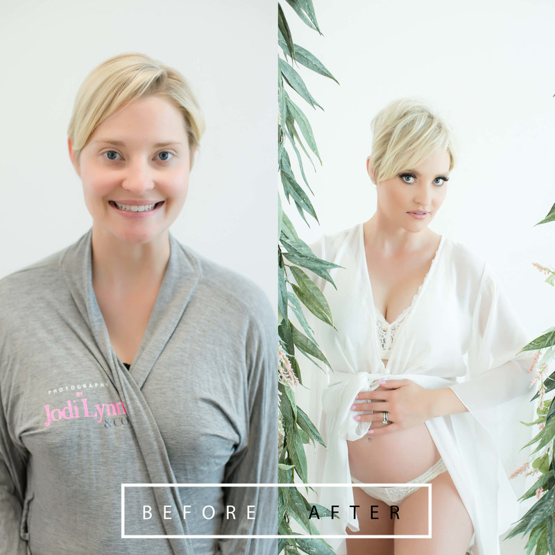 maternity photography before and after