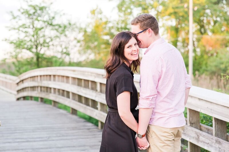 engagement photographer couple detroit ann arbor bridge michigan