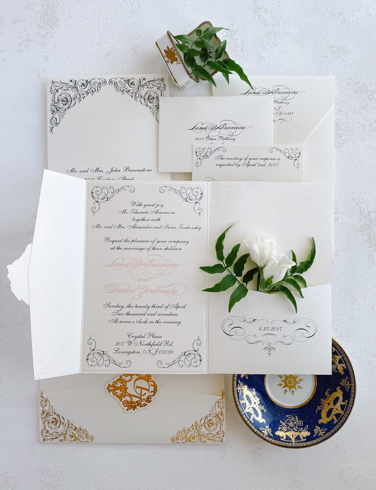 Tri fold pocketfolder wedding invitation