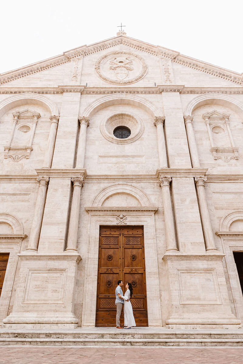 couple in Pienza during their wedding elopement in Italy