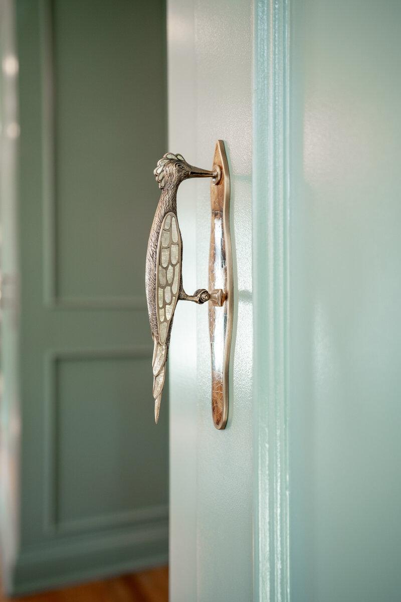 gold woodpecker ornamental door knob