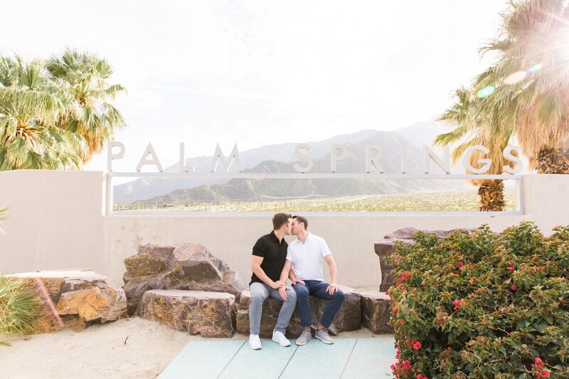 Mike and Brandon's engagement photos at the Kimpton Rowan Hotel in Palm Springs by Palm Springs wedding photographer Ashley LaPrade.