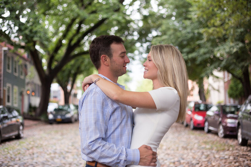 Old Town Alexandria engagement photos on Prince Street cobblestones in Virginia by Christa Rae Photography