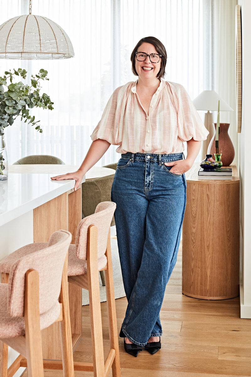 Interior designer Lisa Hunter during an initial design consultation.