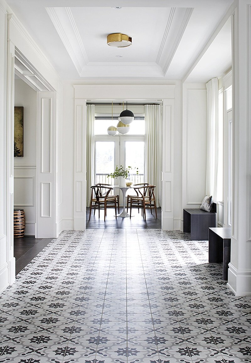 Tiled hallway Interior Design by Kimberley Seldon Toronto