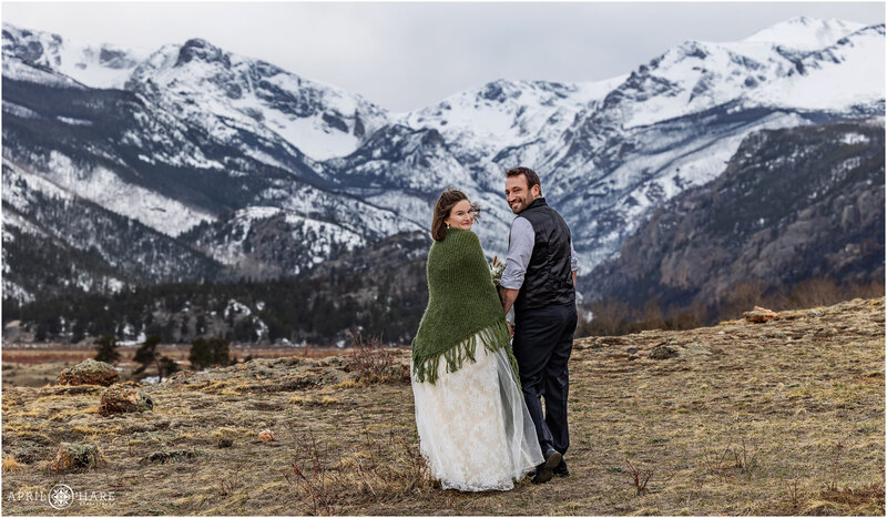 Cute Couples Photo at Moraine Park inside of Rocky Mountain National Park in Estes Park Colorado During Spring