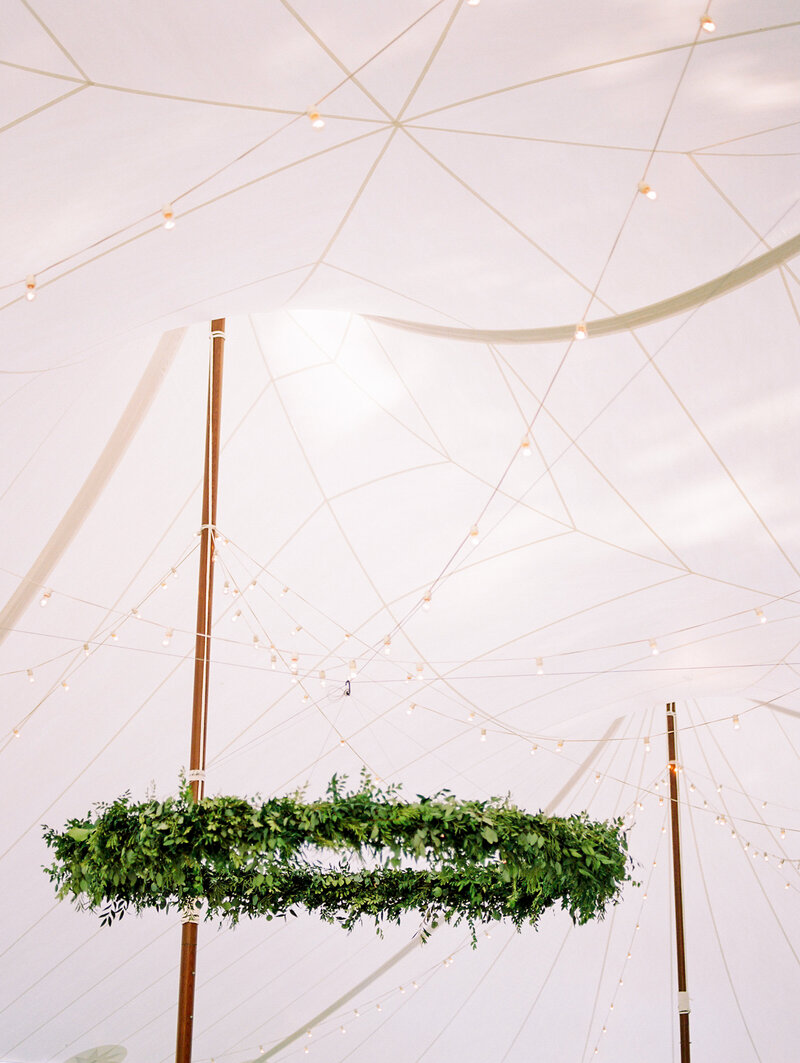 Oversized Greenery Wreath and Sailcloth wedding tent