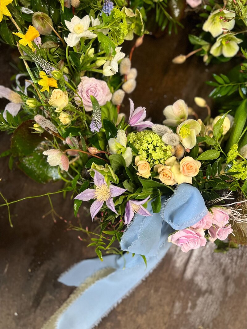 Easter spring wreath workshop in Dulwich College with Pesh Flowers