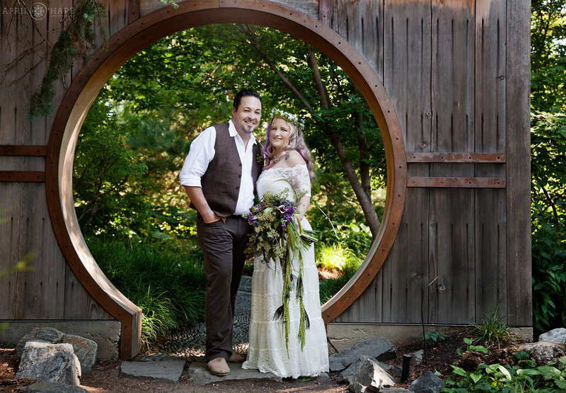 Denver Botanic Gardens Wedding Portrait at the Moongate