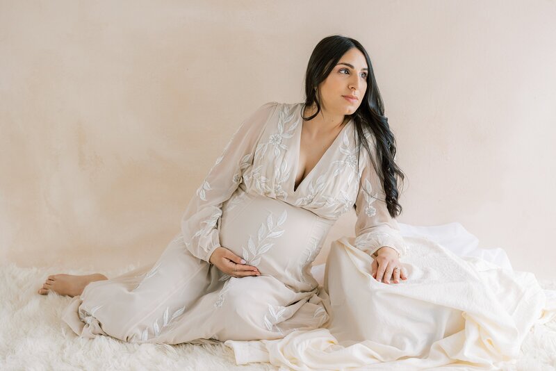 Studio portrait of pregnant woman by Philadelphia maternity photographer