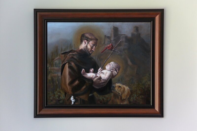 Baby Jesus with st Francis