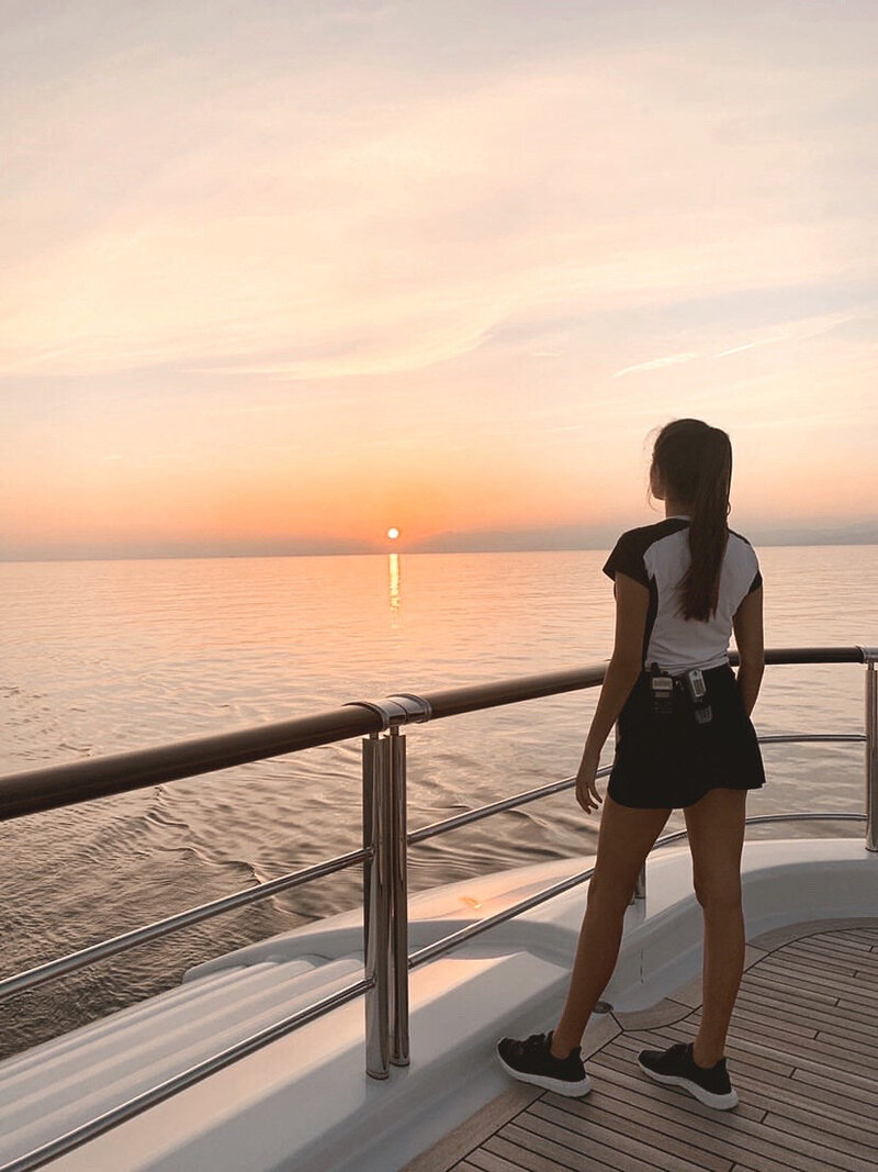 Yacht Stewardess Sunset