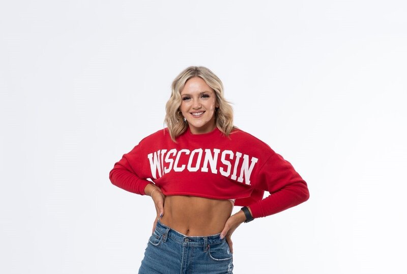 cropped sweatshirt with college state across chest