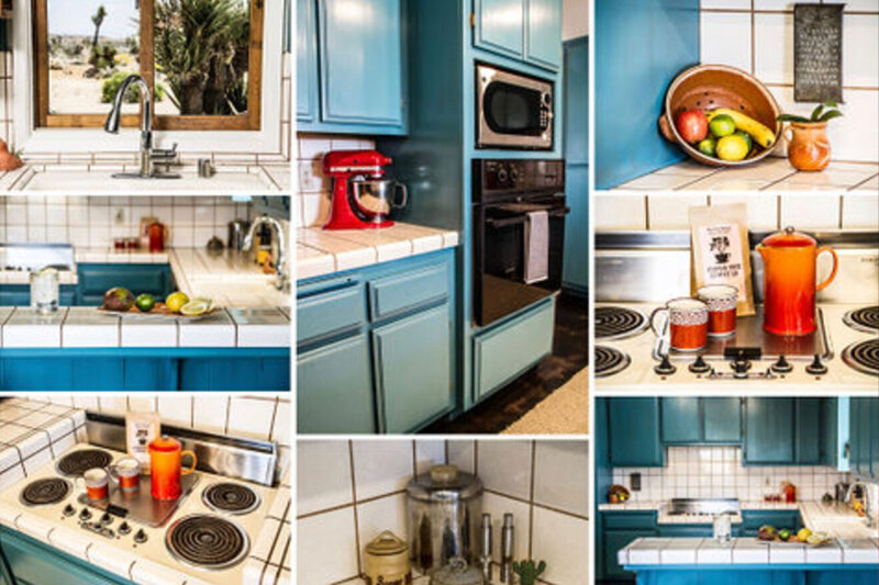 Branding Image collage of closeups of the Gatos Trail Studio kitchen