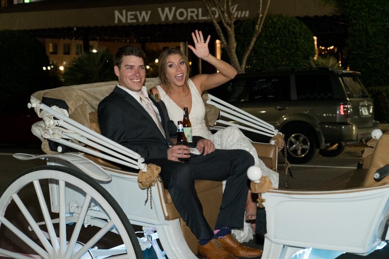 Venue Grand Exit with Couple in Carriage at Palafox Wharf Waterfront Venue