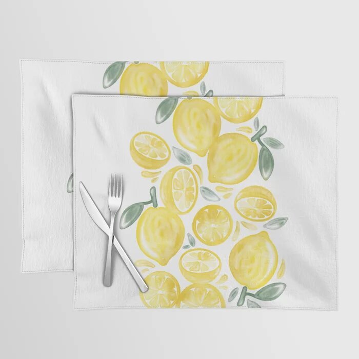 Custom illustration of lemons on napkins