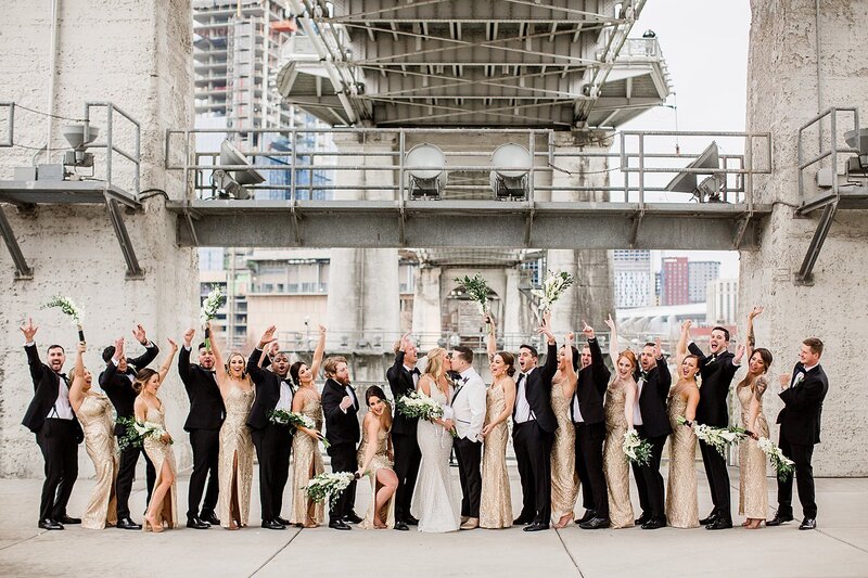 wedding party celebrating bride and groom by Knoxville Wedding Photographer, Amanda May Photos