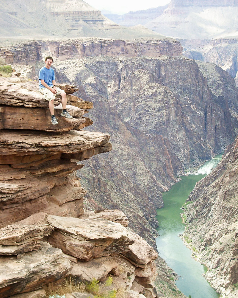 No Photoshop, no illusion, yep, properly sitting on the edge of the Grand Canyon in 2005!