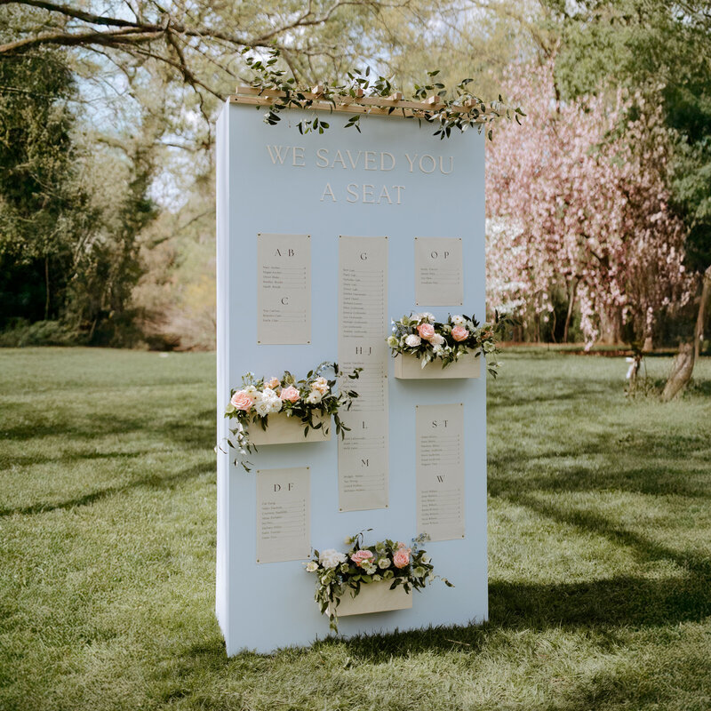 pixels-and-wood-seating chart-sign-winston salem-wedding-north carolina_graylyn