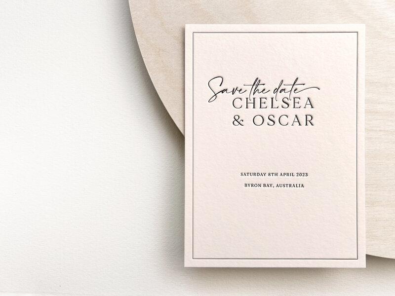 Luxury sophisticated letterpress wedding save the date - Chelsea