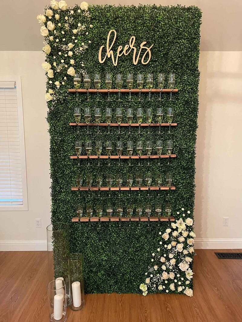 champagne wall design with florals