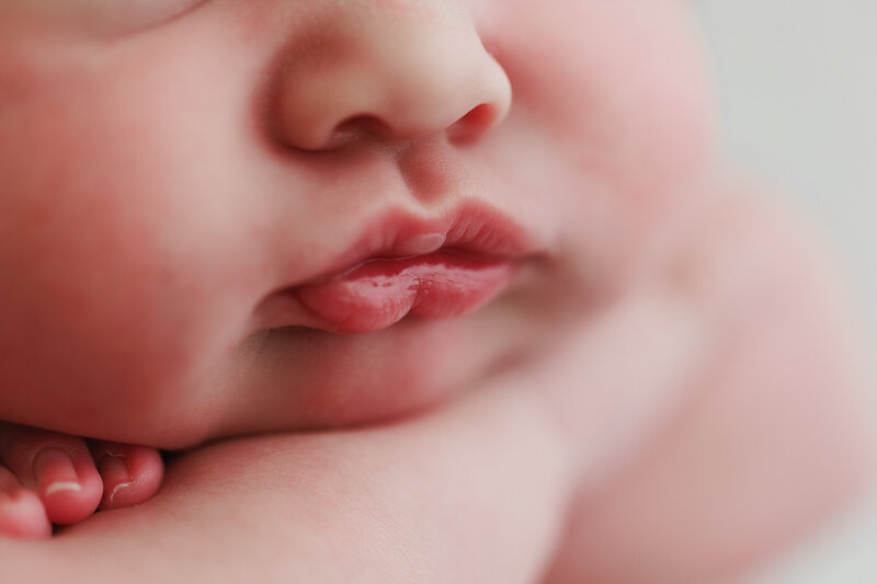 newborn baby lips macro shot