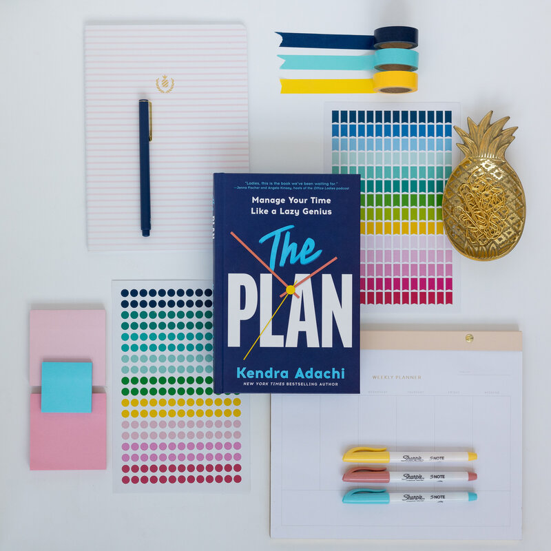 colorful-flatlay-product-photo-the-plan-book-simplified-products-sharpies-postits