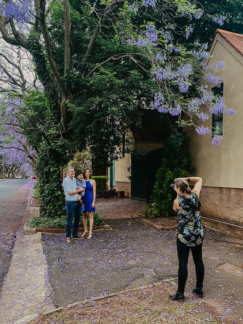 Behind the scenes of a Jacaranda photoshoot in Johannesburg featuring Leigh from Leigh Benson Photography