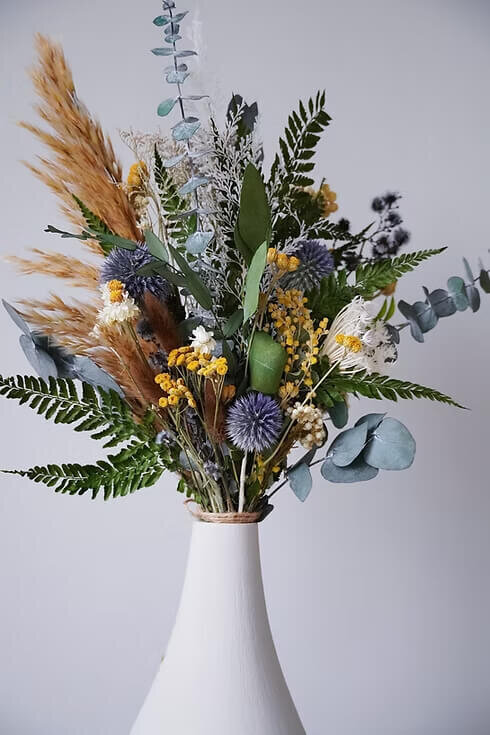 Amber and Blue Dried Flower Bouquet (1)