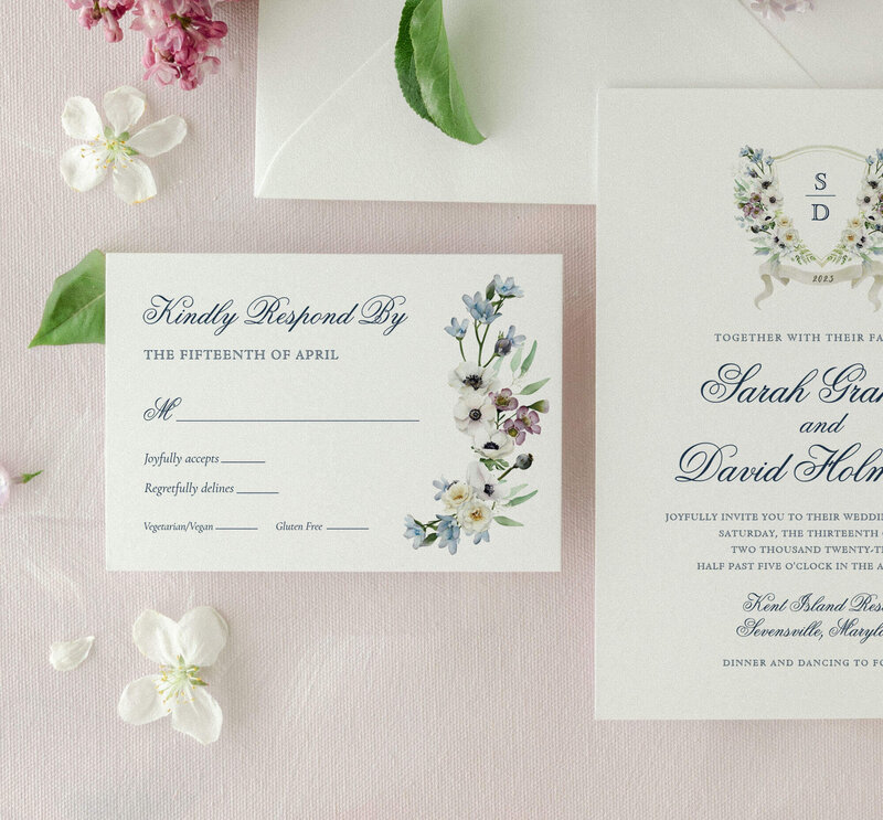 watercolor wedding invitation suite