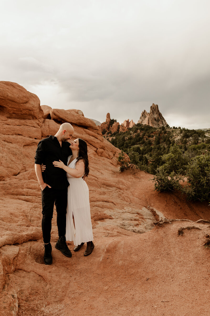 Garden of The Gods Elopement couple looking at each other smiling