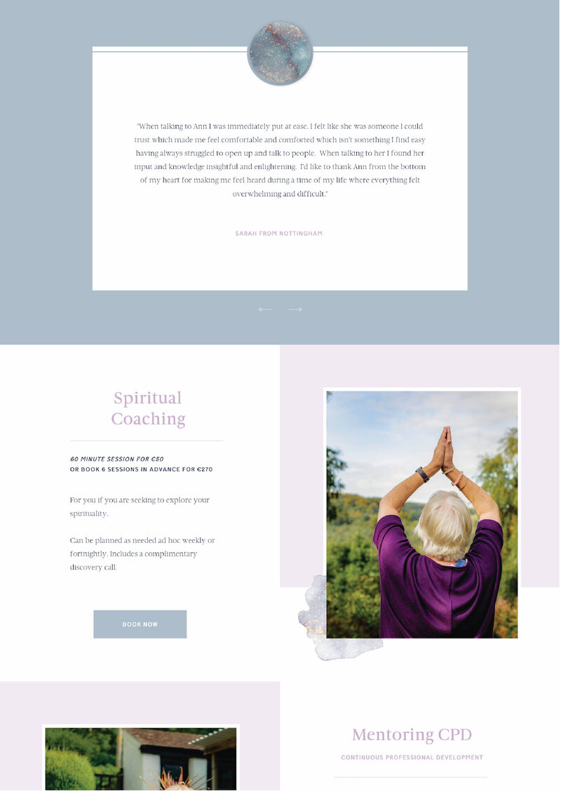 Service page for Aniya's Spiritual Coaching