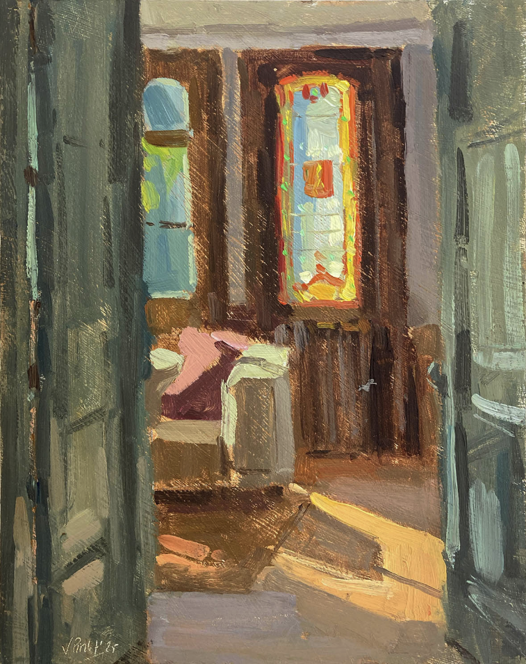 Plein air interior painting of Chateau Charente by Valerie Pirlot