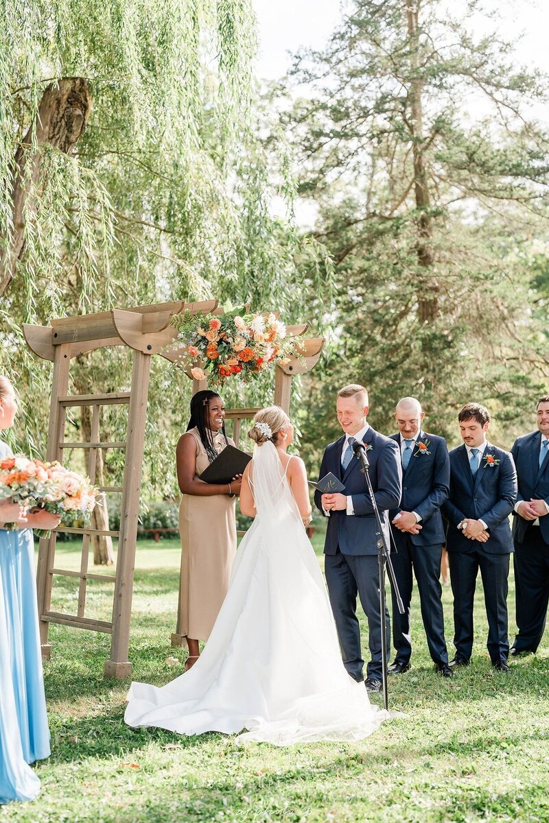 outdoor wedding ceremony at barnwood events, a wedding venue in madison, winconsin.