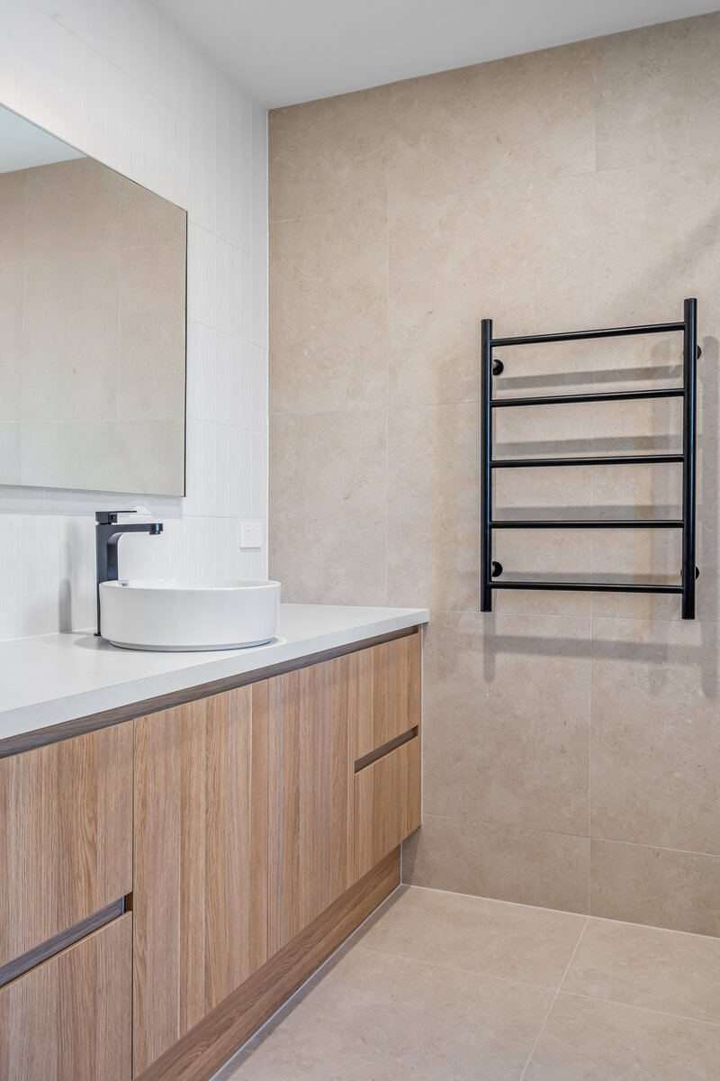 Luxury bathroom renovation by AR Construction in South West VIC