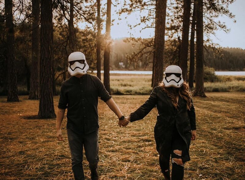 couple in storm trooper helmets