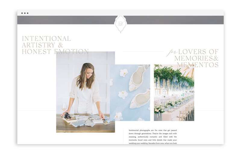 Custom Showit website design and branding for photographers and wedding professionals, crafted to elevate your online presence and attract ideal clients.