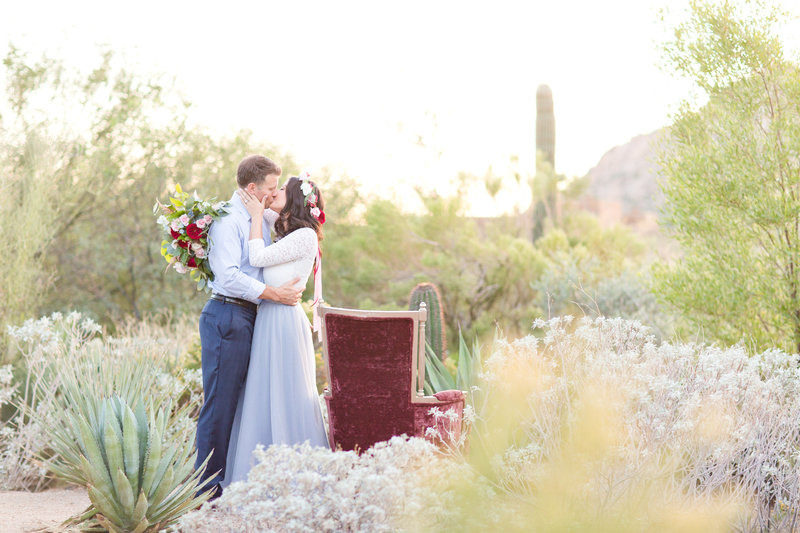 French Blue Engagement Session with Flower Crown Scottsdale, Arizona | Amy & Jordan Photography