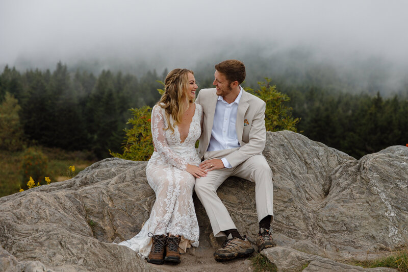 Hiking elopement in the Pisgah National Forest. Photo by Elopements by Erin.