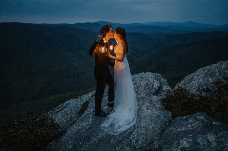 Couple eloping in Asheville