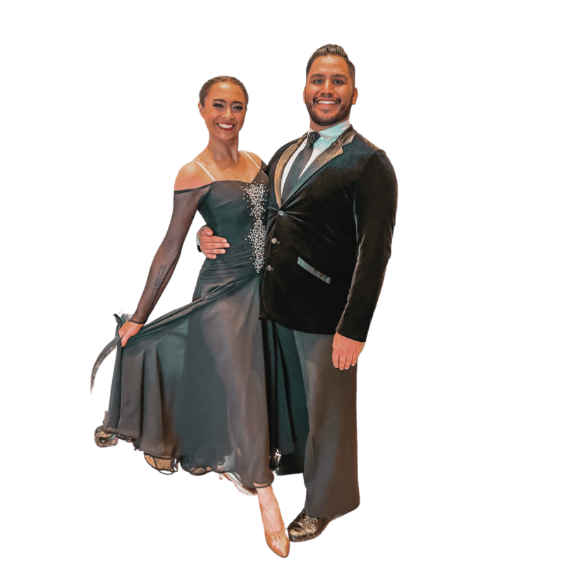 A graceful dancer highlights their elegant ballroom performance, achieved through the expert guidance and personalized instruction provided by AZ Ballroom Champions' New Student Special.