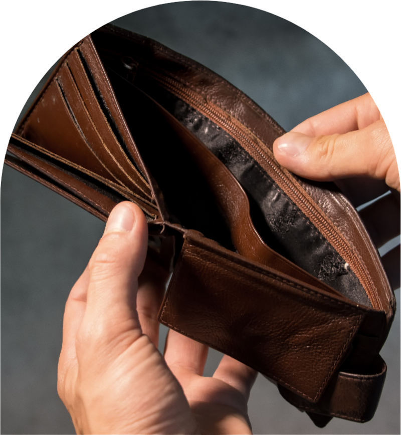 Concept of financial loss illustrated as an empty wallet