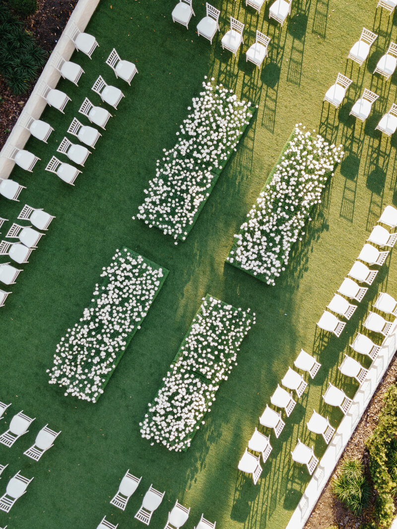 Aerial view of a ceremony setting at the Alfond Inn in Winter Park Florida