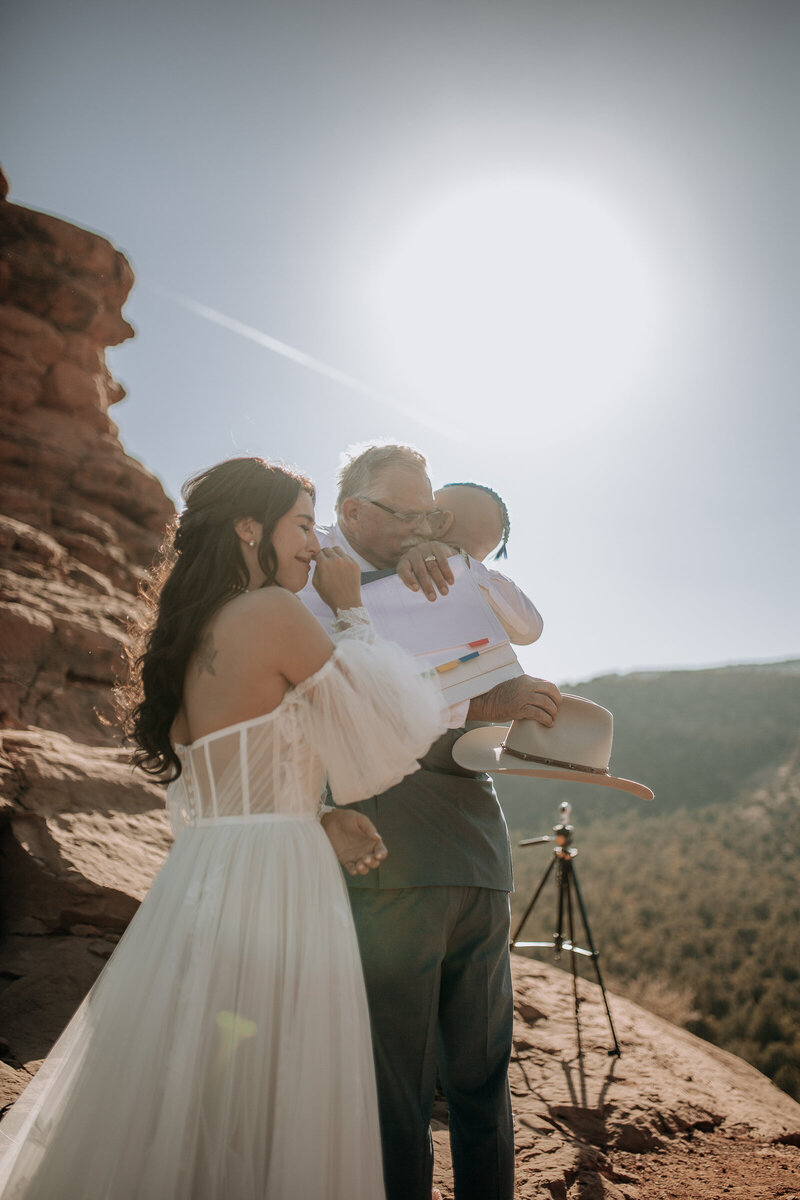 sweet moment with family during sedona elopement